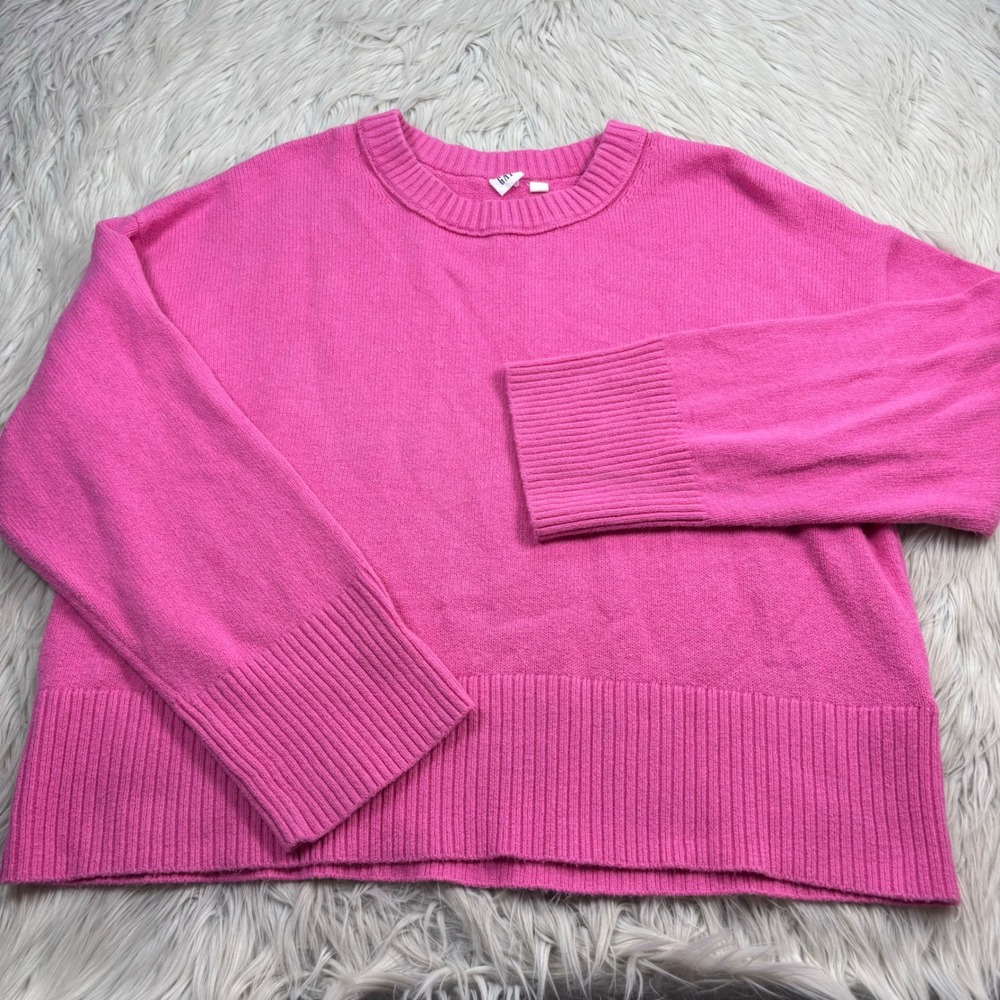 Gap Women's XL Bubble Gum Pink Cash Soft Crew Sweater Preppy Dopamine Classic